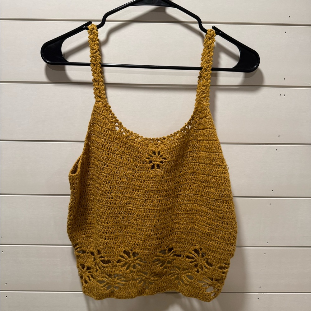 American Eagle Outfitters Mustard Crochet Camisole